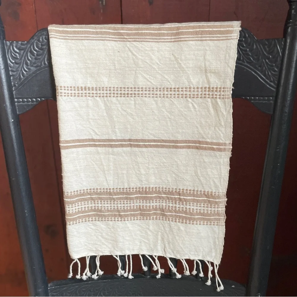 Creative Women | Aden Handwoven Cotton Hand Towel, Natural w/Stone ♥ NWOT